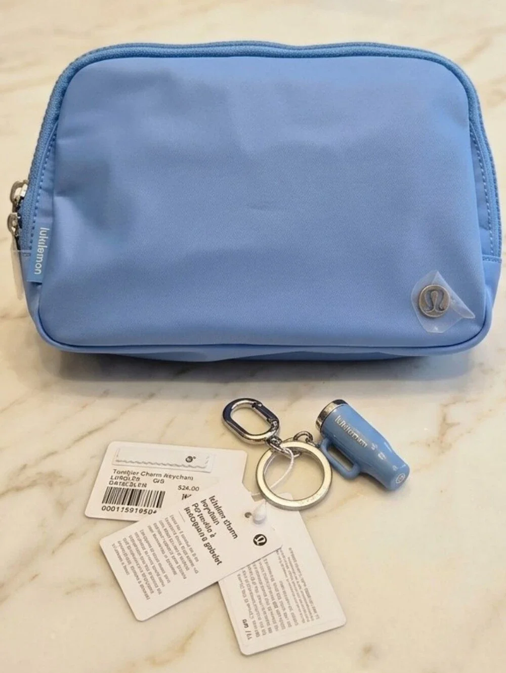Lululemon SET Ocean Wave blue Large belt bag & matching Tumbler Charm Keychain